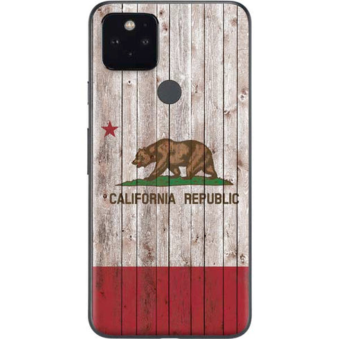 California Flag Dark Wood Google Pixel 5 Skin